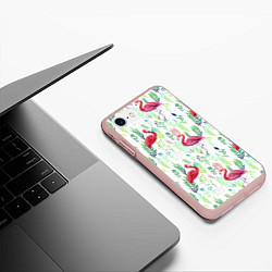 Чехол iPhone 7/8 матовый Цветы и бабочки 2, цвет: 3D-светло-розовый — фото 2