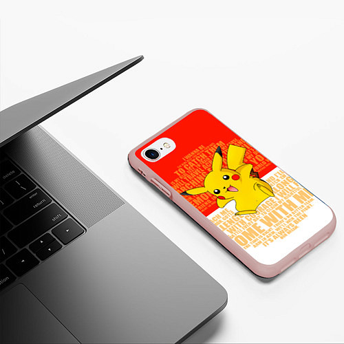 Чехол iPhone 7/8 матовый Pikachu / 3D-Светло-розовый – фото 3