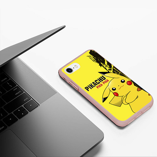 Чехол iPhone 7/8 матовый Pikachu Pika Pika / 3D-Светло-розовый – фото 3
