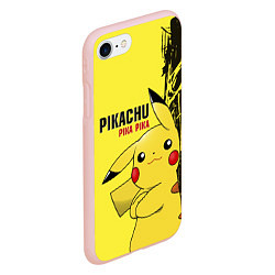 Чехол iPhone 7/8 матовый Pikachu Pika Pika, цвет: 3D-светло-розовый — фото 2