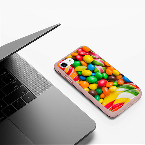 Чехол iPhone 7/8 матовый Сладкие конфетки / 3D-Светло-розовый – фото 3