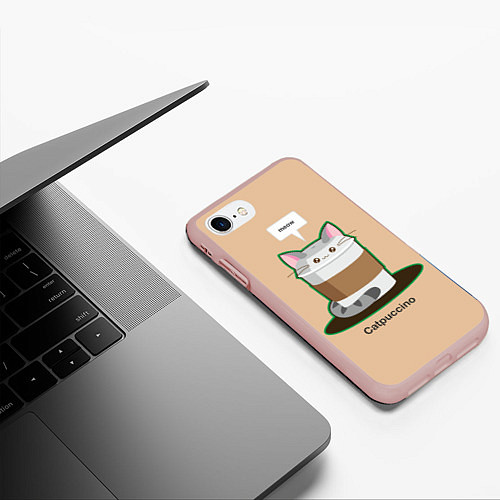 Чехол iPhone 7/8 матовый Catpuccino / 3D-Светло-розовый – фото 3