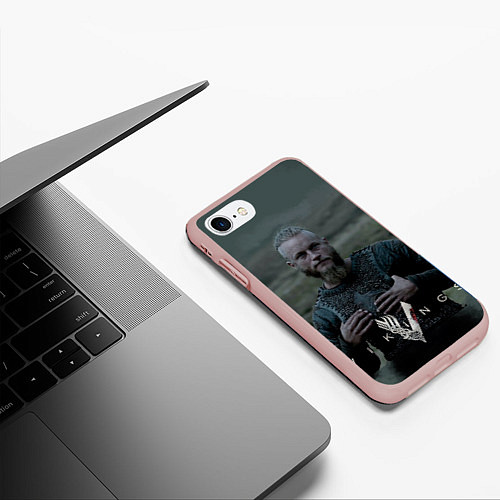 Чехол iPhone 7/8 матовый Vikings: Ragnarr Lodbrok / 3D-Светло-розовый – фото 3