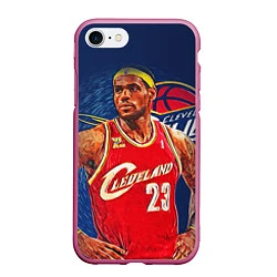 Чехол iPhone 7/8 матовый LeBron 23: Cleveland, цвет: 3D-малиновый