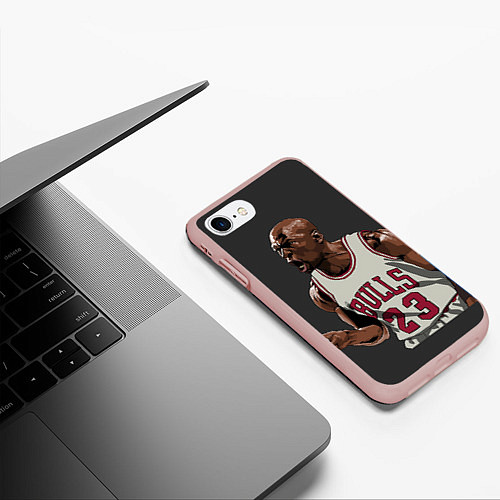 Чехол iPhone 7/8 матовый Bulls 23: Jordan / 3D-Светло-розовый – фото 3