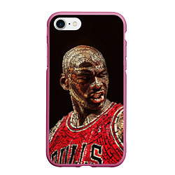 Чехол iPhone 7/8 матовый Michael Jordan, цвет: 3D-малиновый