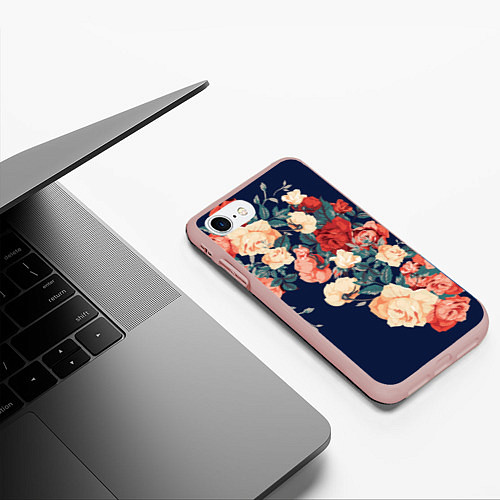 Чехол iPhone 7/8 матовый Fashion flowers / 3D-Светло-розовый – фото 3