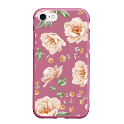 Чехол iPhone 7/8 матовый Красивые цветы, цвет: 3D-малиновый