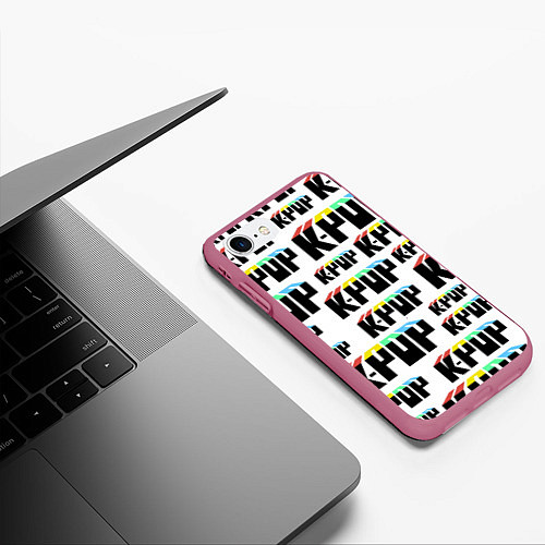 Чехол iPhone 7/8 матовый K-pop Pattern / 3D-Малиновый – фото 3