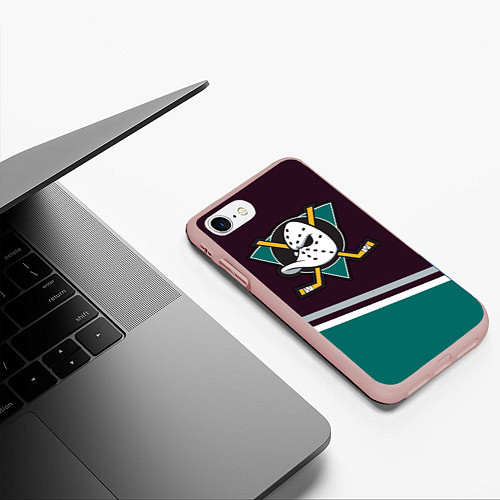 Чехол iPhone 7/8 матовый Anaheim Ducks / 3D-Светло-розовый – фото 3