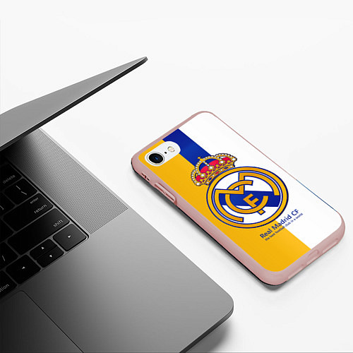 Чехол iPhone 7/8 матовый Real Madrid CF / 3D-Светло-розовый – фото 3