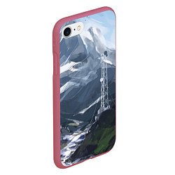 Чехол iPhone 7/8 матовый Горы Алтая, цвет: 3D-малиновый — фото 2