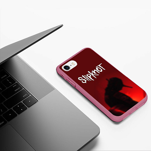 Чехол iPhone 7/8 матовый Slipknot Shadows / 3D-Малиновый – фото 3