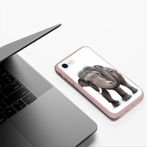 Чехол iPhone 7/8 матовый Большой слон / 3D-Светло-розовый – фото 3