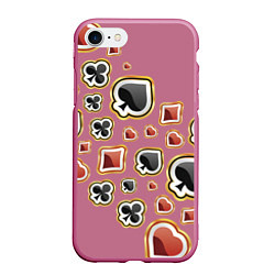 Чехол iPhone 7/8 матовый World Poker, цвет: 3D-малиновый