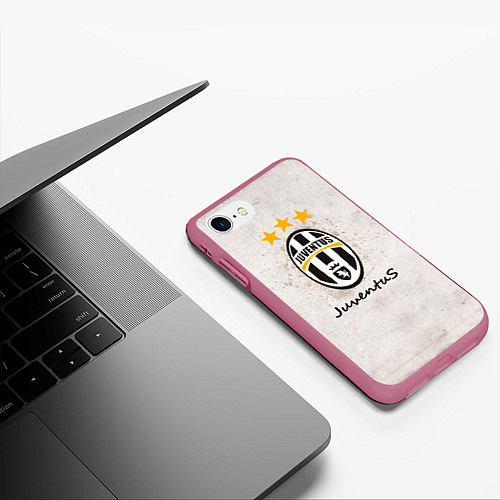 Чехол iPhone 7/8 матовый Juventus3 / 3D-Малиновый – фото 3