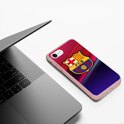 Чехол iPhone 7/8 матовый ФК Барселона, цвет: 3D-светло-розовый — фото 2