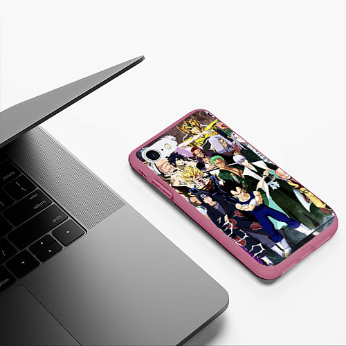 Чехол iPhone 7/8 матовый Аниме / 3D-Малиновый – фото 3