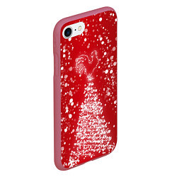 Чехол iPhone 7/8 матовый Елка и снег, цвет: 3D-малиновый — фото 2