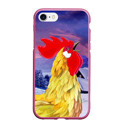 Чехол iPhone 7/8 матовый Петушок красный гребешок, цвет: 3D-малиновый