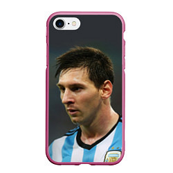 Чехол iPhone 7/8 матовый Leo Messi, цвет: 3D-малиновый