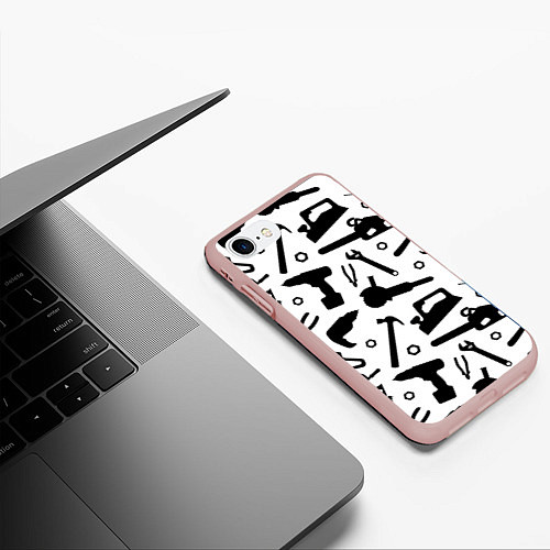 Чехол iPhone 7/8 матовый Строитель 7 / 3D-Светло-розовый – фото 3