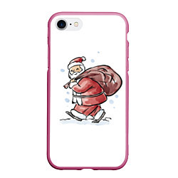 Чехол iPhone 7/8 матовый Дед мороз, цвет: 3D-малиновый