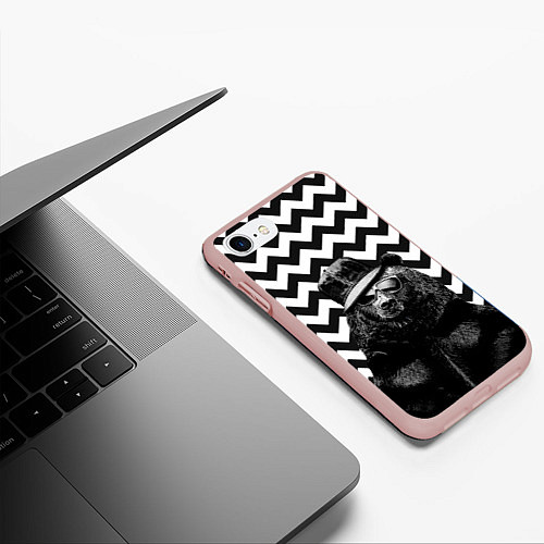 Чехол iPhone 7/8 матовый Mr. Bear / 3D-Светло-розовый – фото 3