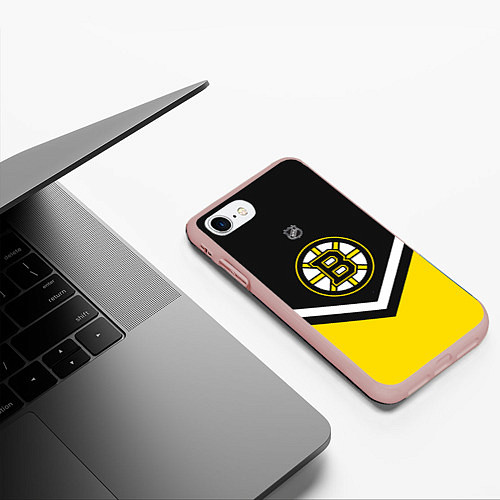 Чехол iPhone 7/8 матовый NHL: Boston Bruins / 3D-Светло-розовый – фото 3