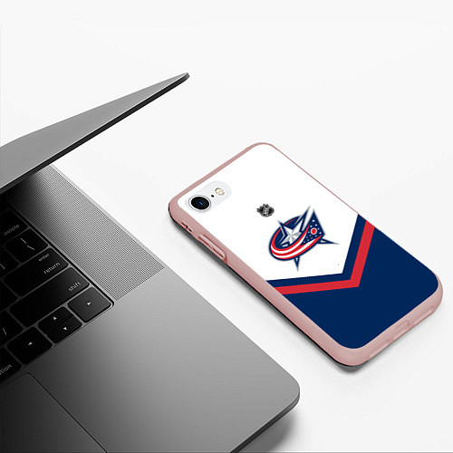 Чехол iPhone 7/8 матовый NHL: Columbus Blue Jackets / 3D-Светло-розовый – фото 3