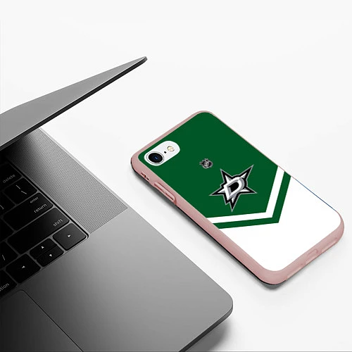 Чехол iPhone 7/8 матовый NHL: Dallas Stars / 3D-Светло-розовый – фото 3