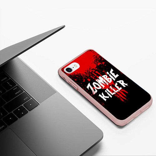 Чехол iPhone 7/8 матовый Zombie Killer / 3D-Светло-розовый – фото 3