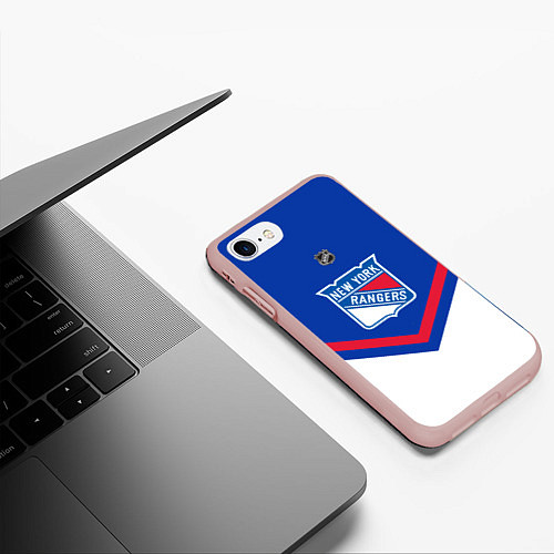 Чехол iPhone 7/8 матовый NHL: New York Rangers / 3D-Светло-розовый – фото 3