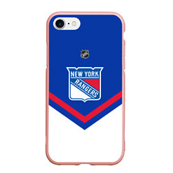 Чехол iPhone 7/8 матовый NHL: New York Rangers, цвет: 3D-светло-розовый
