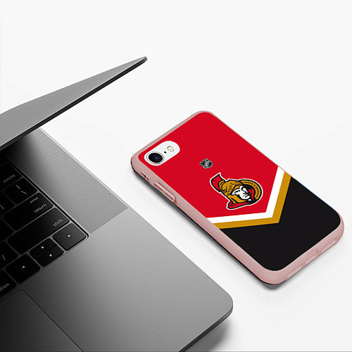 Чехол iPhone 7/8 матовый NHL: Ottawa Senators / 3D-Светло-розовый – фото 3