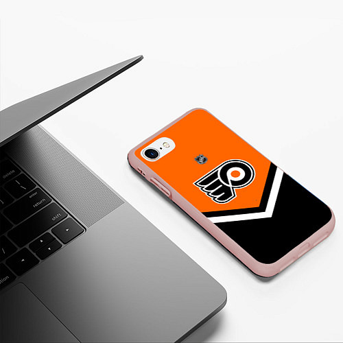 Чехол iPhone 7/8 матовый NHL: Philadelphia Flyers / 3D-Светло-розовый – фото 3