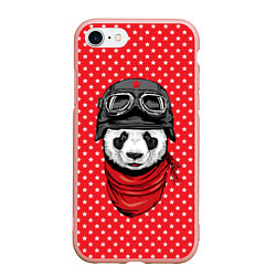 Чехол iPhone 7/8 матовый Панда пилот, цвет: 3D-светло-розовый