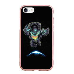 Чехол iPhone 7/8 матовый Космическая бабочка, цвет: 3D-светло-розовый