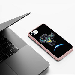 Чехол iPhone 7/8 матовый Космическая бабочка, цвет: 3D-светло-розовый — фото 2