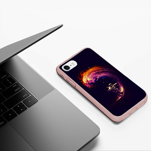 Чехол iPhone 7/8 матовый Космический серфинг / 3D-Светло-розовый – фото 3