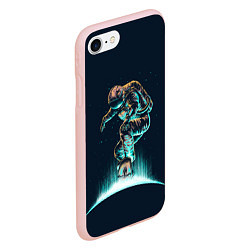 Чехол iPhone 7/8 матовый Планетарный скейтбординг, цвет: 3D-светло-розовый — фото 2
