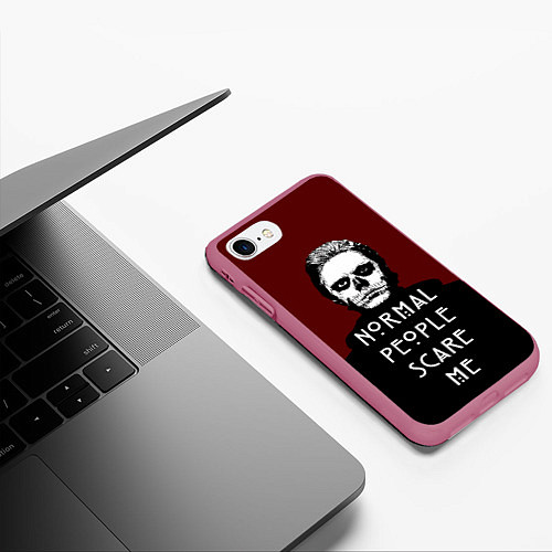Чехол iPhone 7/8 матовый Normal people scare me / 3D-Малиновый – фото 3