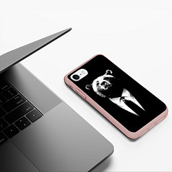 Чехол iPhone 7/8 матовый Медведь бизнесмен, цвет: 3D-светло-розовый — фото 2