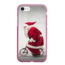 Чехол iPhone 7/8 матовый Санта, цвет: 3D-малиновый