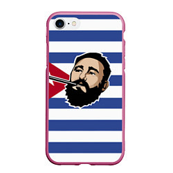 Чехол iPhone 7/8 матовый Fidel Castro, цвет: 3D-малиновый