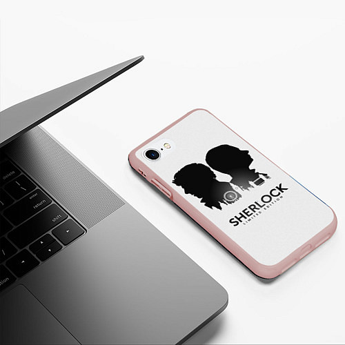 Чехол iPhone 7/8 матовый Sherlock Edition / 3D-Светло-розовый – фото 3