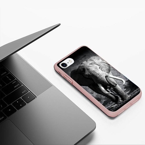 Чехол iPhone 7/8 матовый Бегущий слон / 3D-Светло-розовый – фото 3