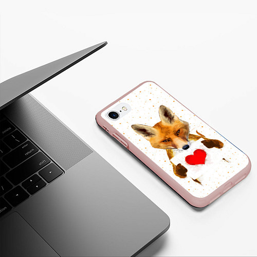 Чехол iPhone 7/8 матовый Влюбленная лиса / 3D-Светло-розовый – фото 3