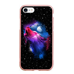 Чехол iPhone 7/8 матовый Воющий волк, цвет: 3D-светло-розовый