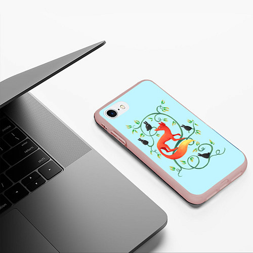 Чехол iPhone 7/8 матовый Милая лисичка / 3D-Светло-розовый – фото 3